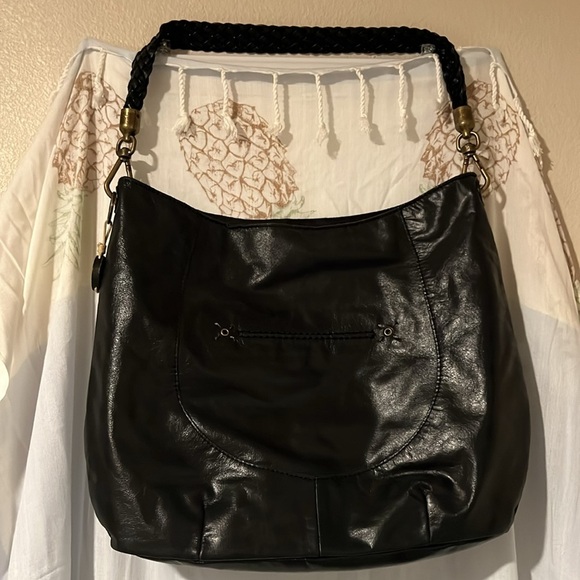 The SAK Indio Hobo Black Genuine Leather Braided Strap Shoulder Bag - Picture 4 of 10